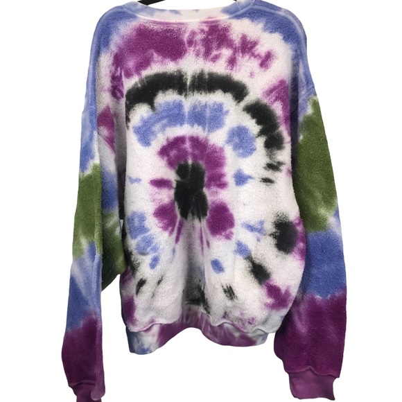 Madhappy Evil Eye Pullover Sweatshirt Purple Green Blue Tie Dye